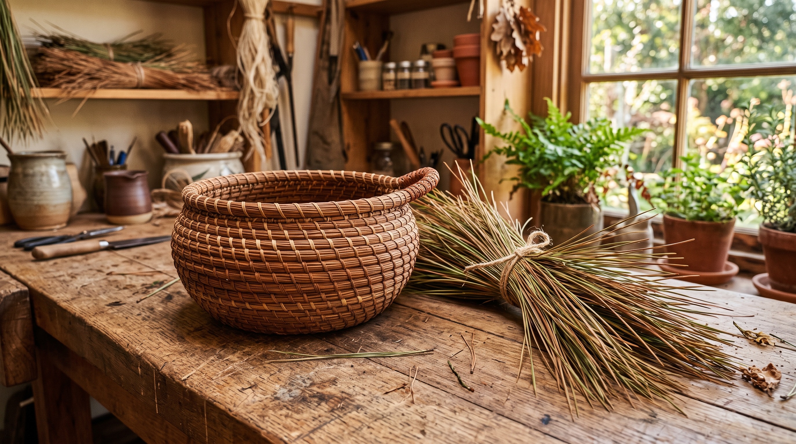 Pine-needle coiling