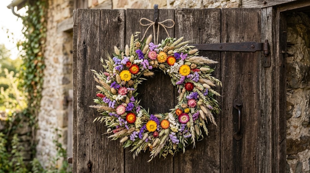 Make a dried-flower wreath