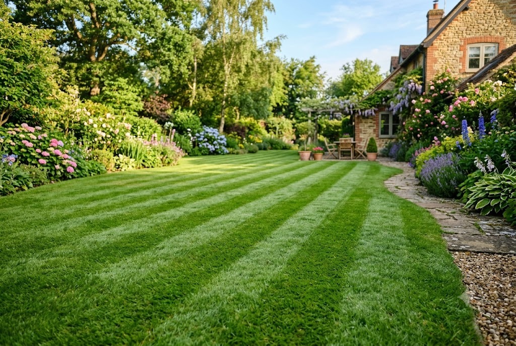 A lush healthy green lawn